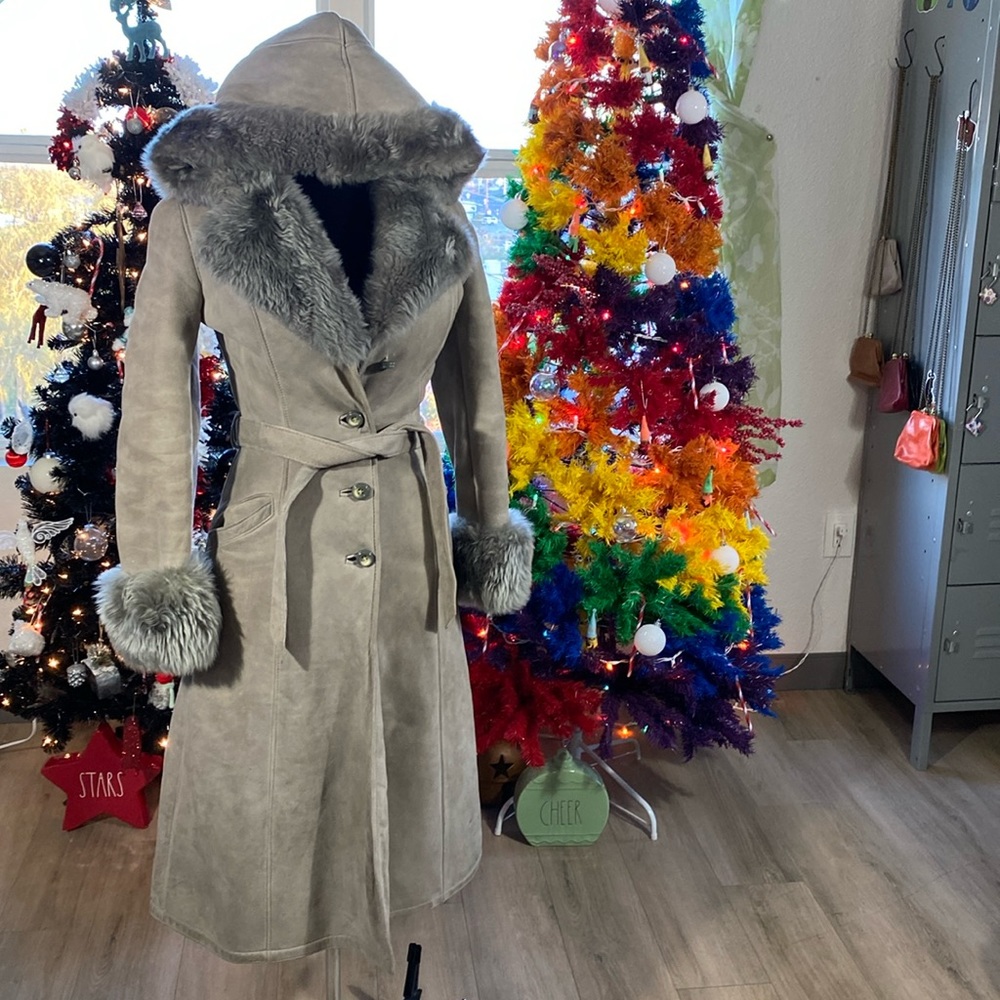 Women's Hooded suede Penny lane Coat